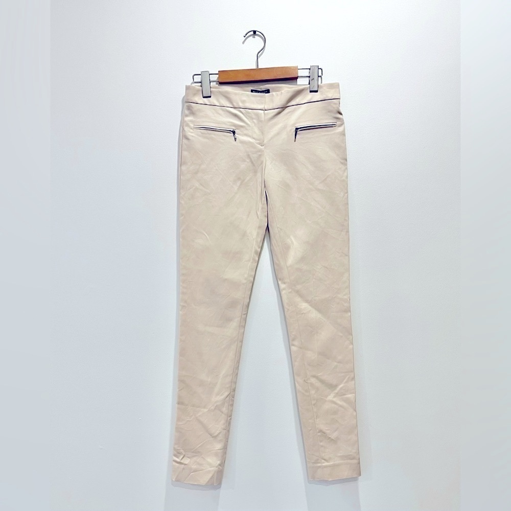 Club Monaco Beige Emily Slim Cigarette Skinny Leg Zip Pocket Dress Pants size 2